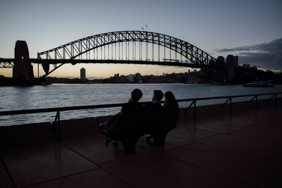 Professional family portrait with Sydney harbour background